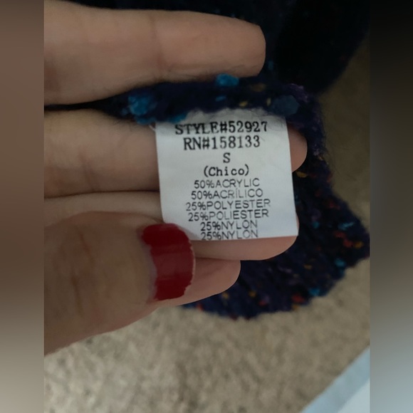 Navy Blue Confetti Knit Cardigan - Picture 4 of 4